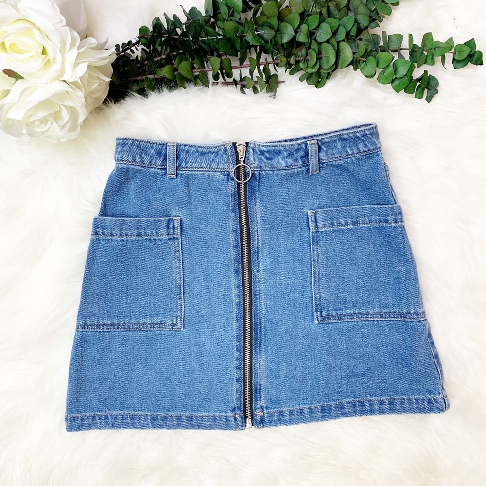 Topshop MOTO Zip Through Denim Skirt
